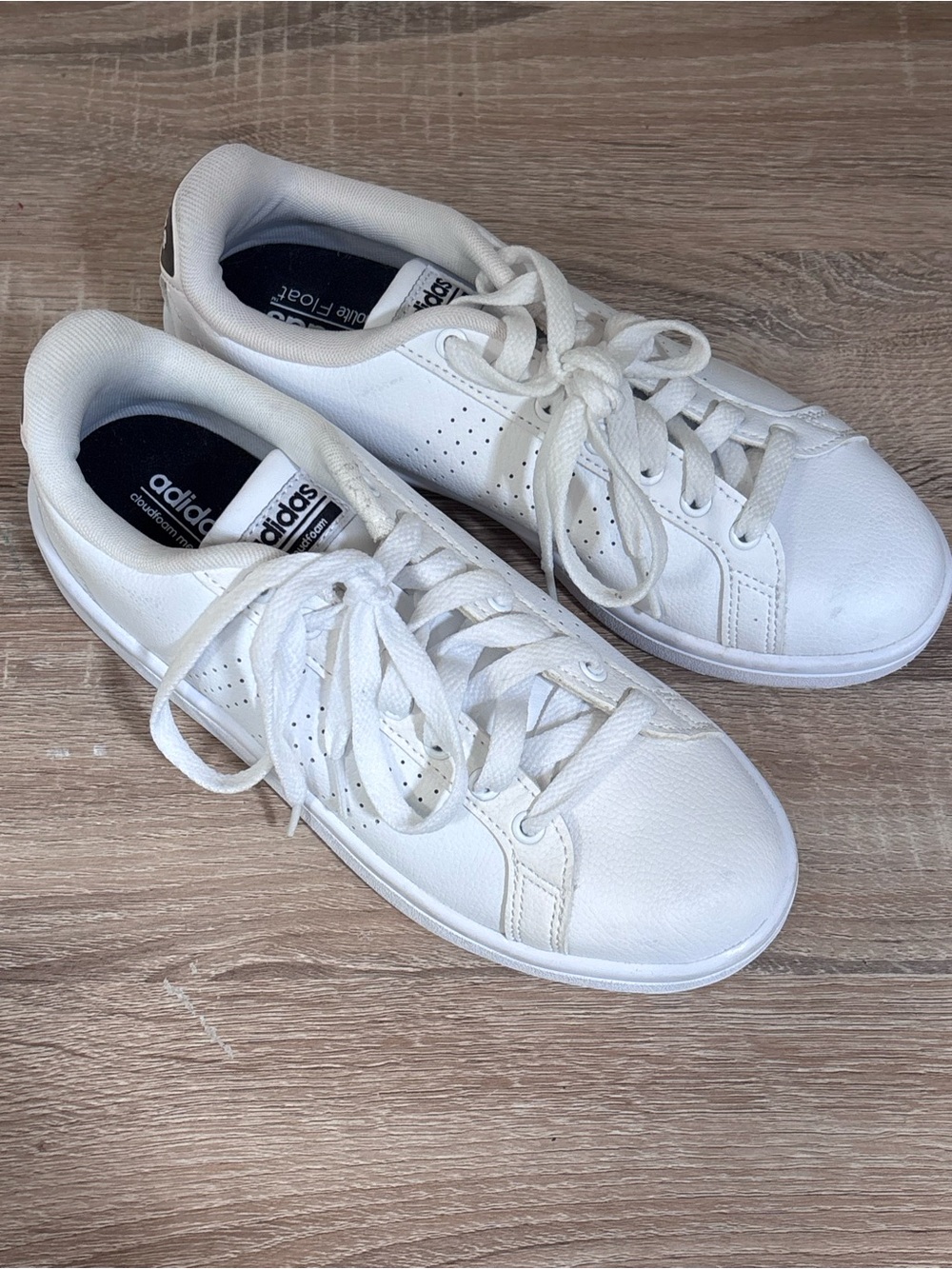 adidas White Leather Classic Lace-Up Sneakers